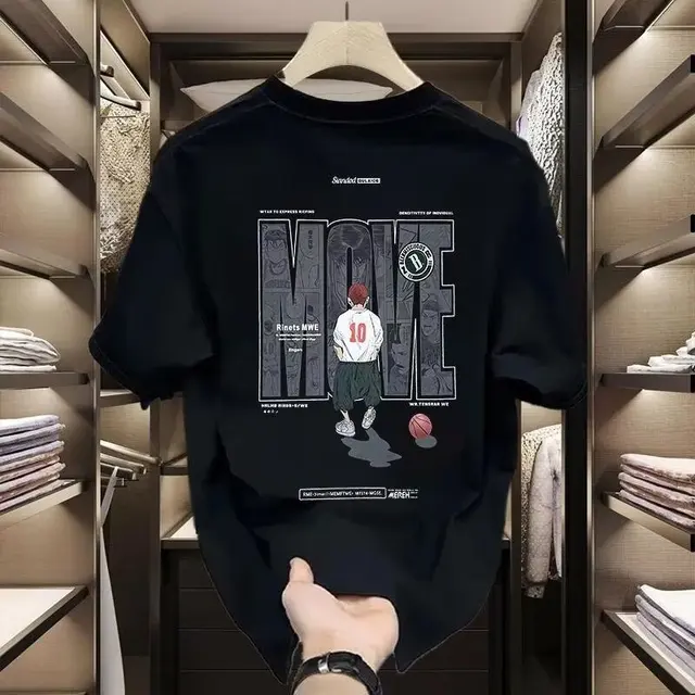 2025 Summer new pattern T-shirt 100% cotton loose y2k casual men's clothes breathable with all fashion T-shirt 3