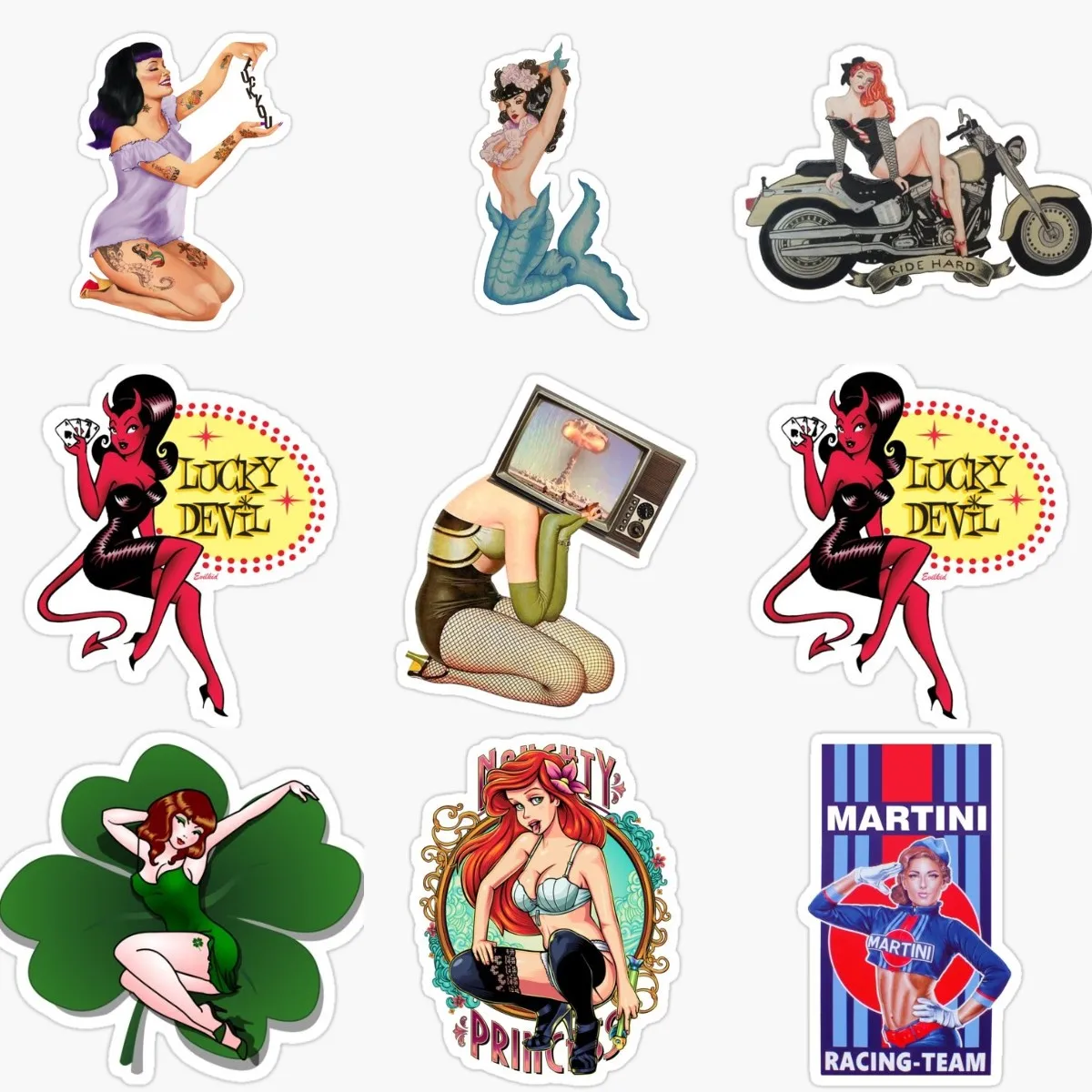 Pin-Up Sexy Girl Retro Old School Creative Emblem Sticker for Decorate Motorcycle Car Van Camper Bicycle Wall Decal Accessories