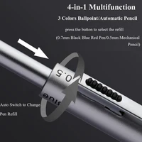 Multifunctional 4-color-in-one gravity-sensing pen metal ballpoint pen/Mechanical Pencil,Black/Red/Blue Ink Oil Signing canetas 3