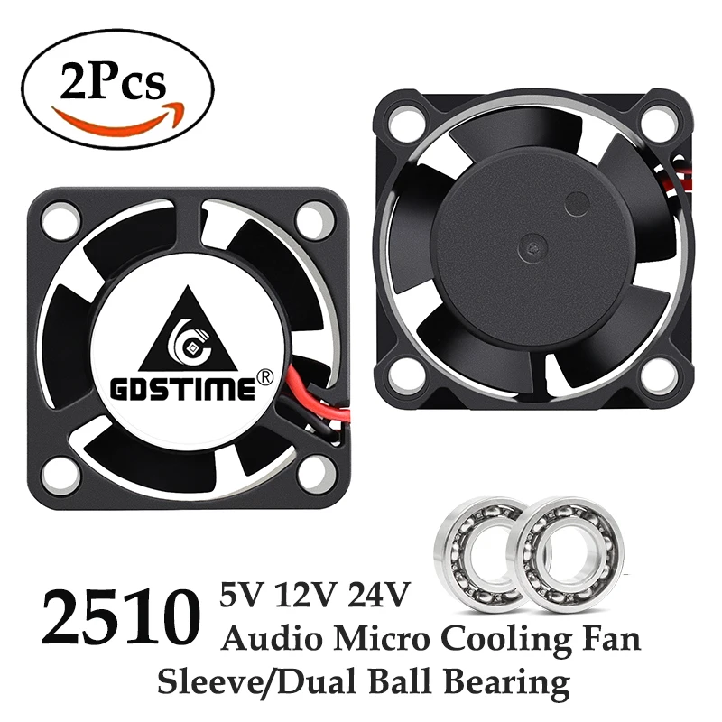 sem Escova Peça para Impressora 3d Pcs dc 5v 12v 24v 25x25x10 mm 2510 Manga Bola Dupla Radiador