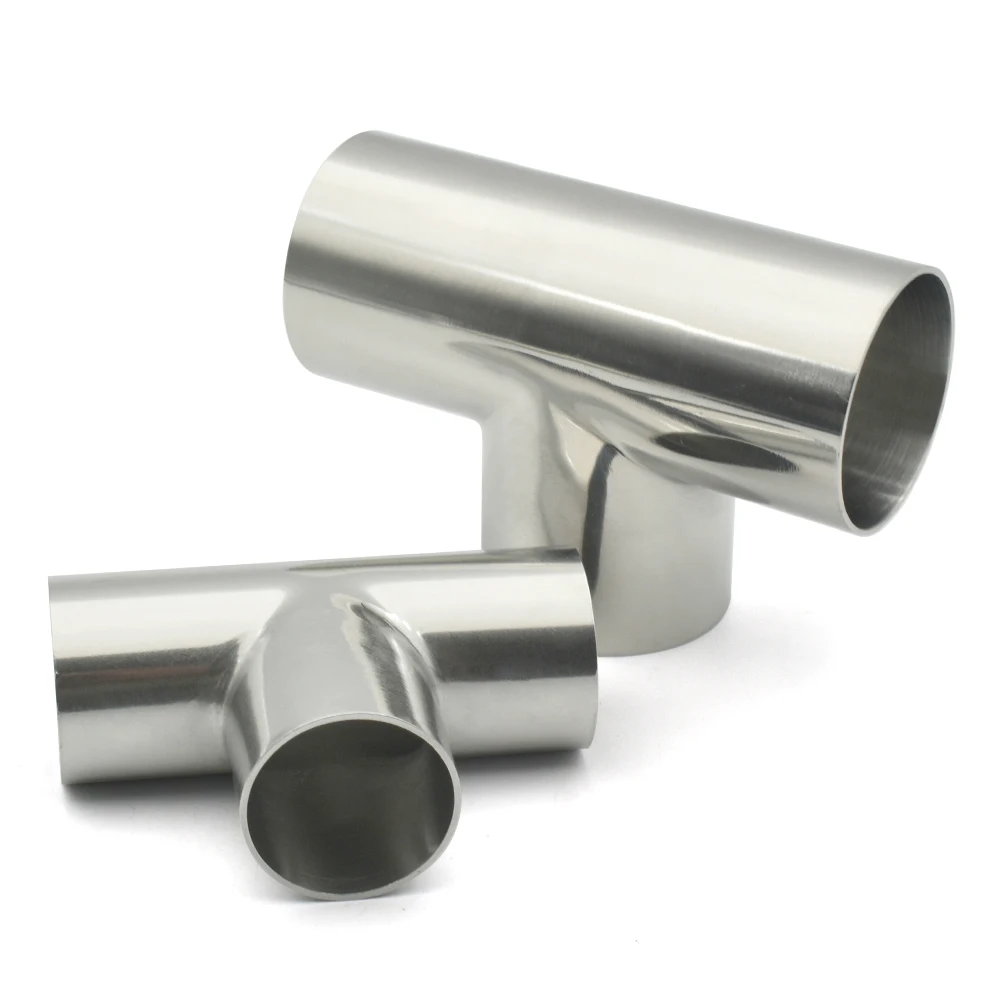 식품 등급 자체 제작 스테인리스 스틸 위생 피팅, 엉덩이 용접 티, 12.719mm, 22mm, 25mm, 32mm, 38mm, 45mm, 51mm-133mm, 304, 316L