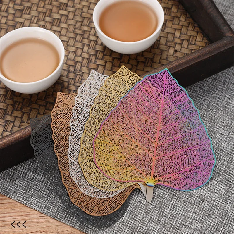 New Rose Gold Black Colorful Bodhi Leaf Tea Filter Hollow Leaves Shape Tea Strainer Kung Fu Infuser Drinkware Teaware Gadget
