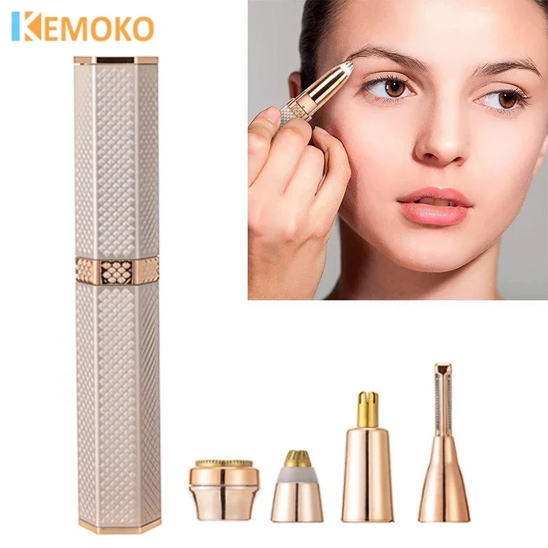 Body Hair Remover 4 In 1 Electric Lady Shaver Eyebrow Trimmer Nose Hair Epilator
