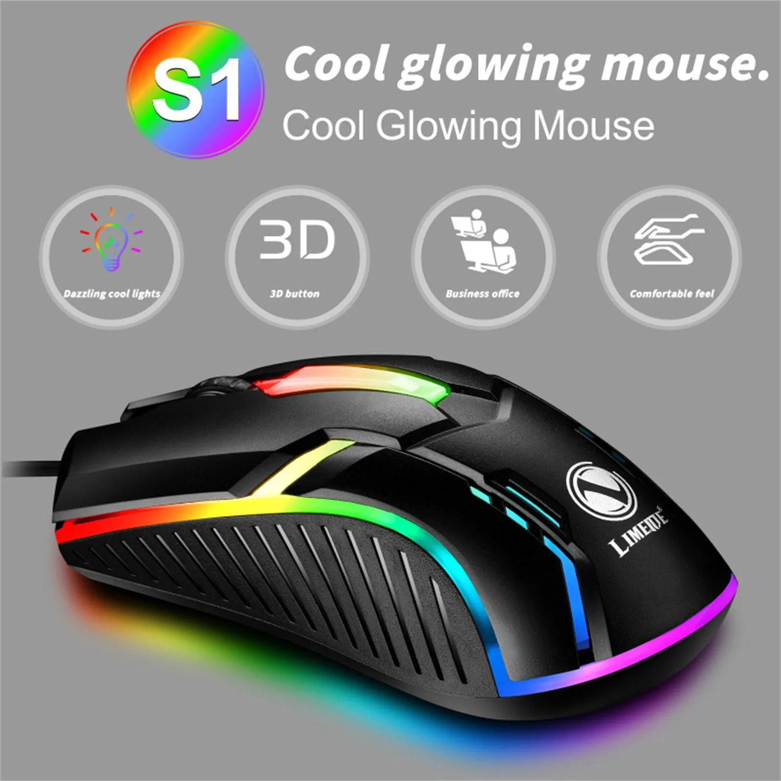 pc gaming mouse Wired Backlit USB Mouse Competitive Gaming Mouse Notebook Office Luminous Mouse ABS Material 3 keys USB For Office School Tool white mouse pc