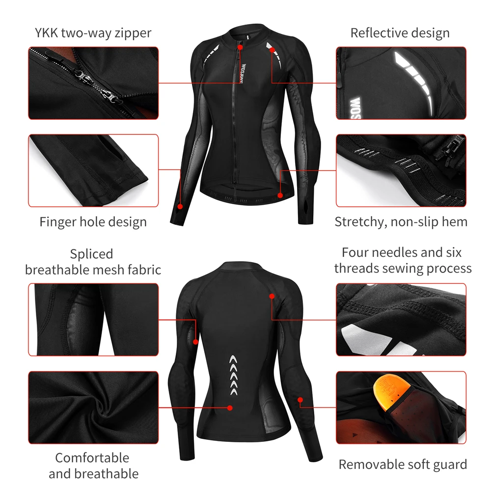 Motorcycle jacket WOSAWE Women Body Armor CE Certified Summer Downhill Motocross Riding Clothing Protection Racing Reflective