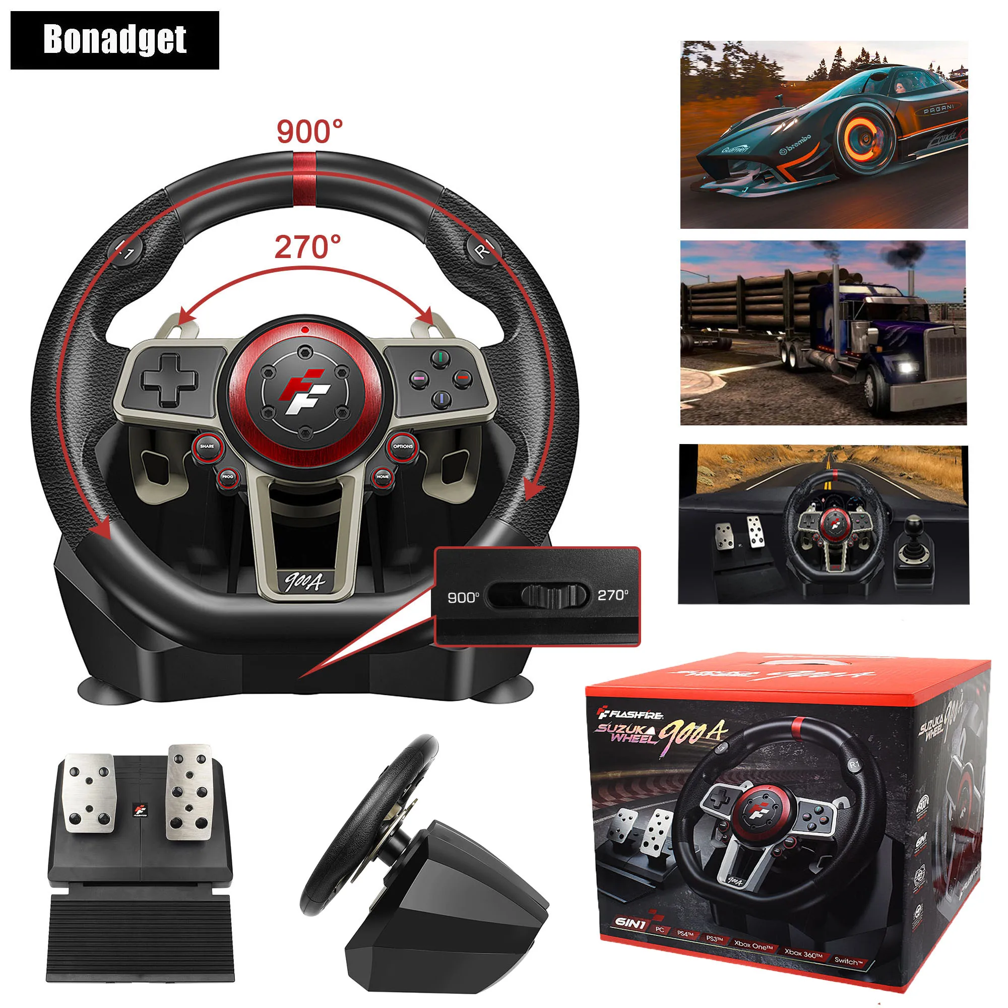 Für PC/PS3/PS4/Schalter/Xbox One/Xbox 360 Gaming Lenkrad Racing Vibration Joysticks