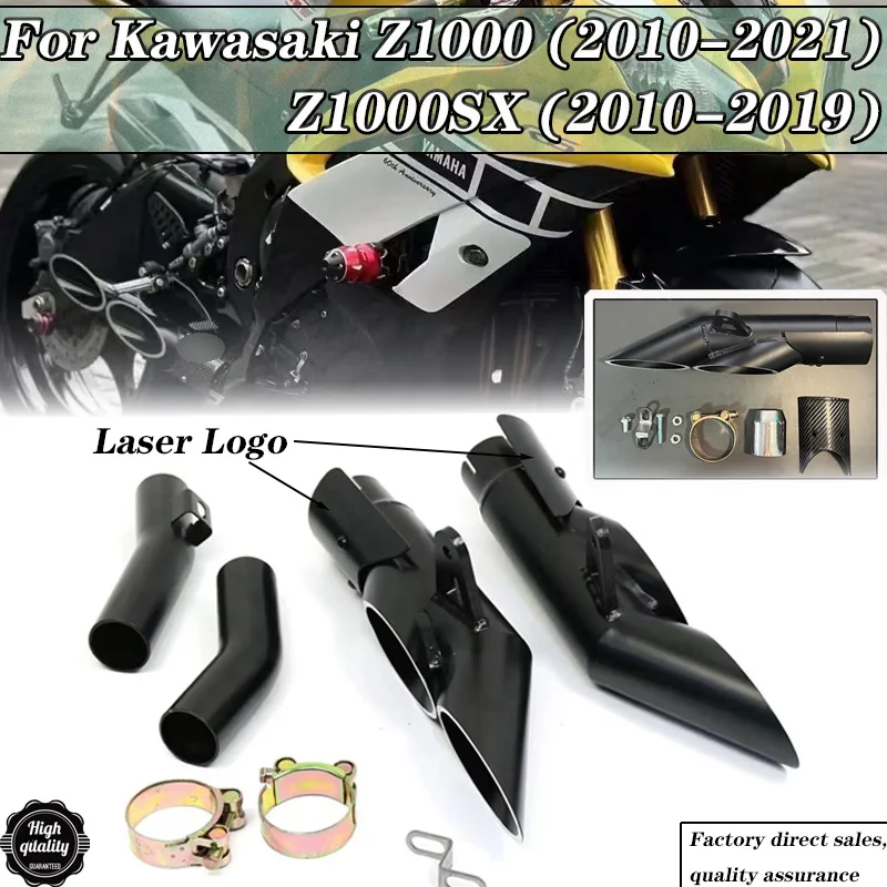 

For Kawasaki Z1000 Ninja 1000 2010-2021 Z1000SX Ninja 1000SX 2010-2019 Exhaust Pipe Black Mid Pipe Slip On 51mm Muffler Escape