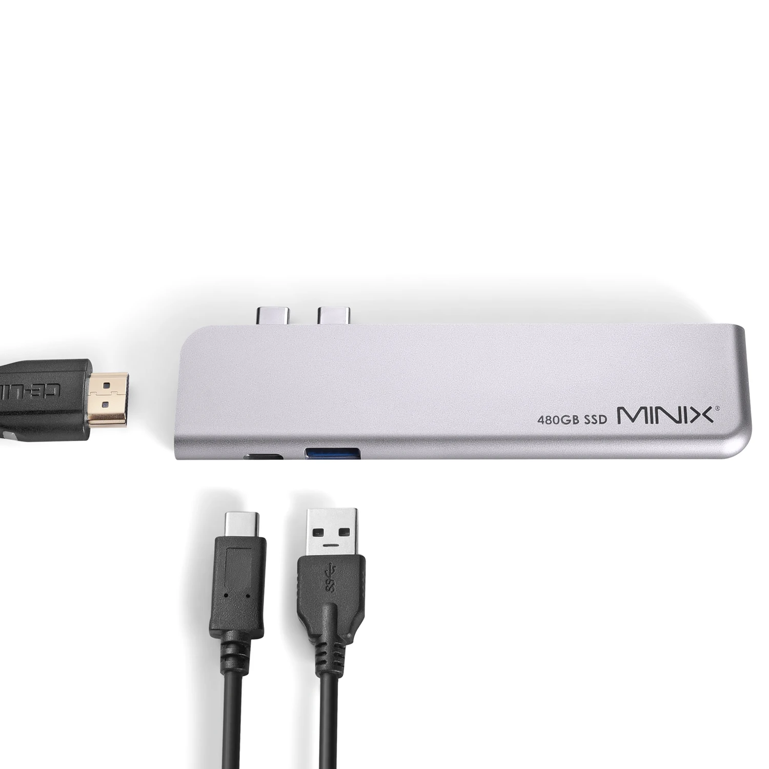 MINIX NEO SD4 USB-C Multiport with 480GB SSD Storage Hub for Apple MacBook Air/Pro | HDMI 4K@60Hz | Thunderbolt 3 | USB 3.0 6