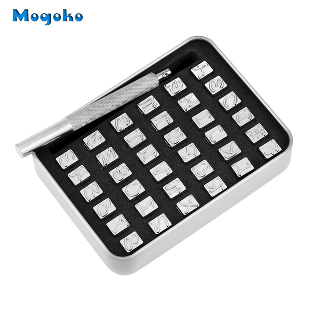 26 Letters A-Z Alphabet 10 Numbers Imprinted Metal Leather Punching Tools for Leather Belt Bag Hat Shoes Craft Marking