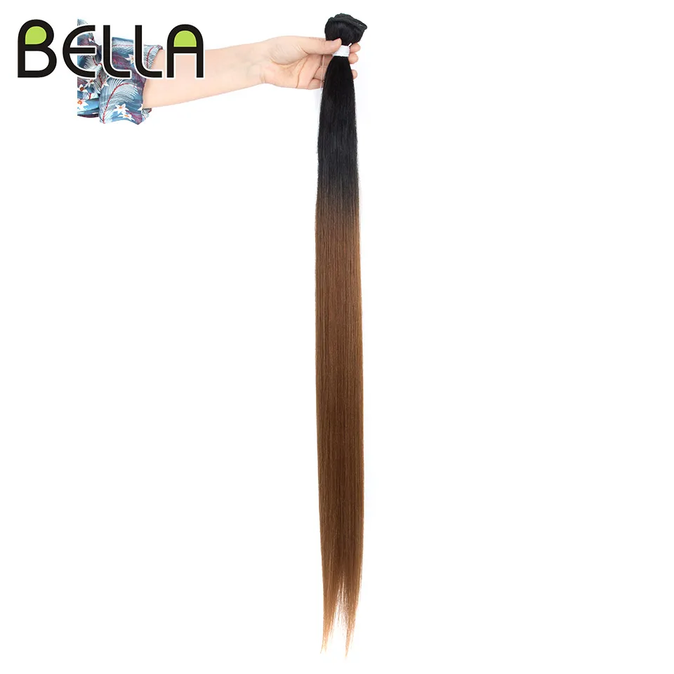 Bella Synthetic Hair Bundles 36Inch Straight Hair Extensions 130G Ombre Blonde 613 Black Color BIO Synthetic Weave Ponytail hair extensions