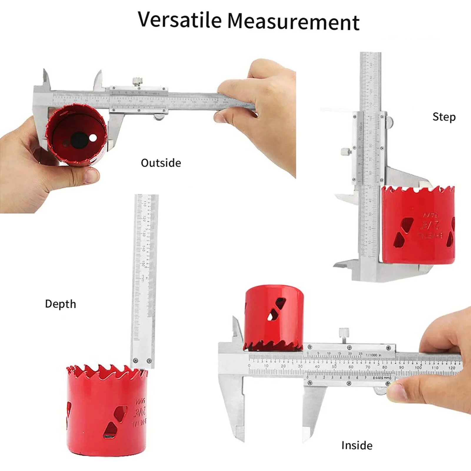Vernier Caliper Professional Stainless Steel Vernier Caliper Gauge 0-150mm Measurement Tool Inside Outside Depth Step Micrometer