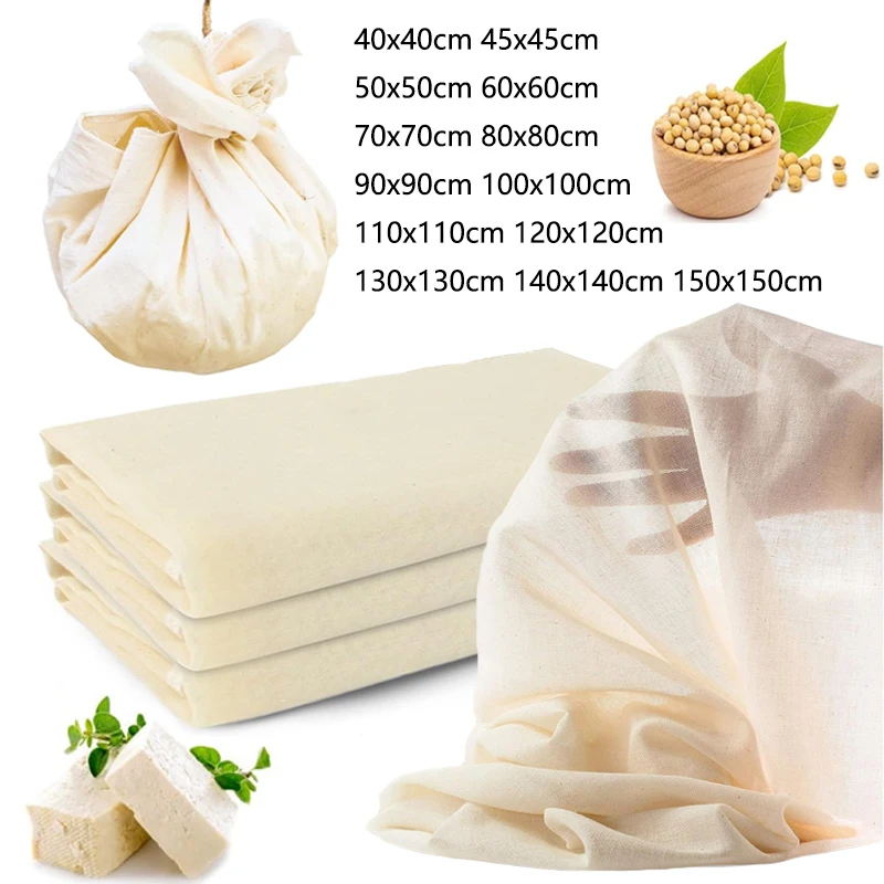 Tela De Gasa Para Colar De Algodón Reutilizable, Malla Fina Sin Blanquear, Para Queso, Leche De Soja Y Salsas