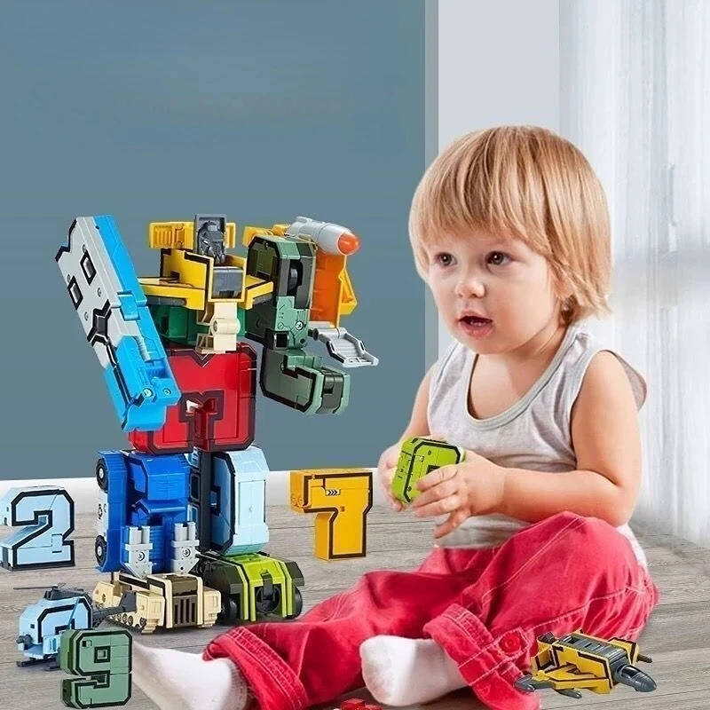 DIY Creative Building Blocks Educational Toys Assembling Action Figure Transformation Number Robot Deformation Robot Toy for Kid building blocks toys