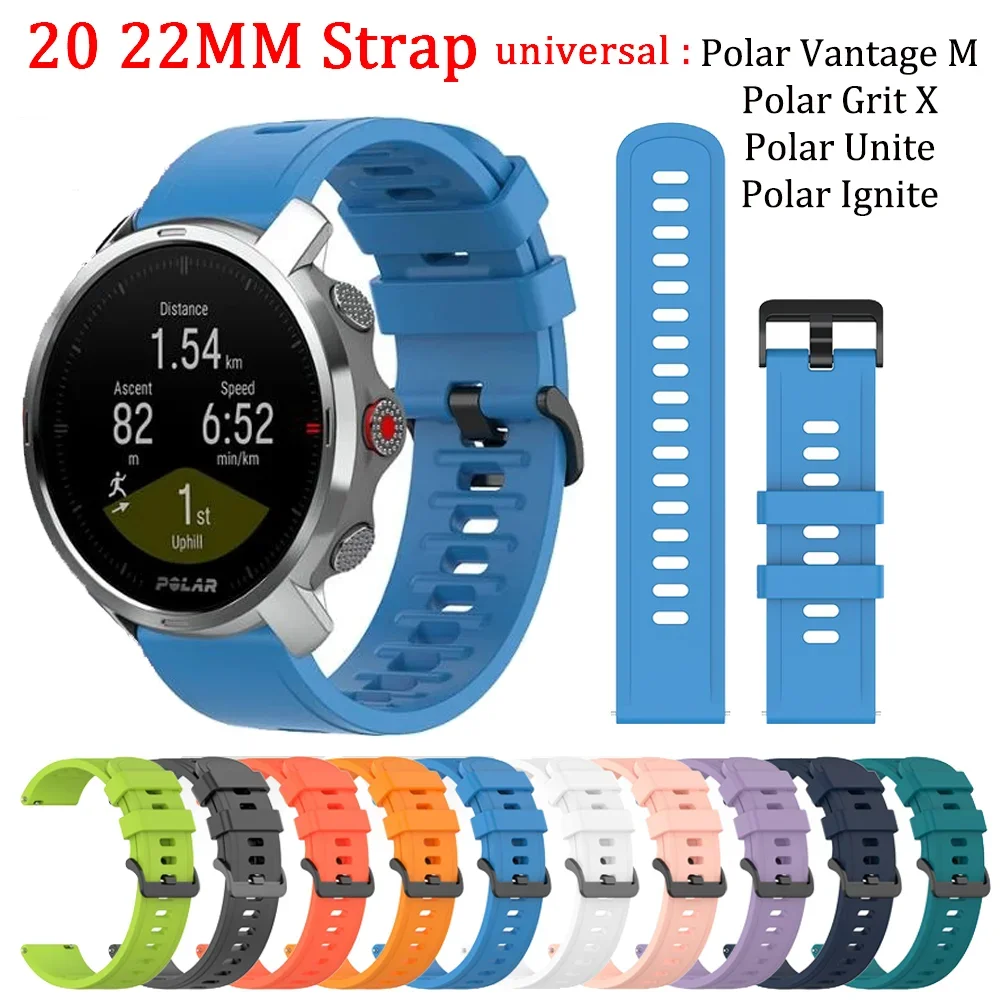 Universal Silicone Sport Watch Strap, 20/22mm - Durable Wrist Band
