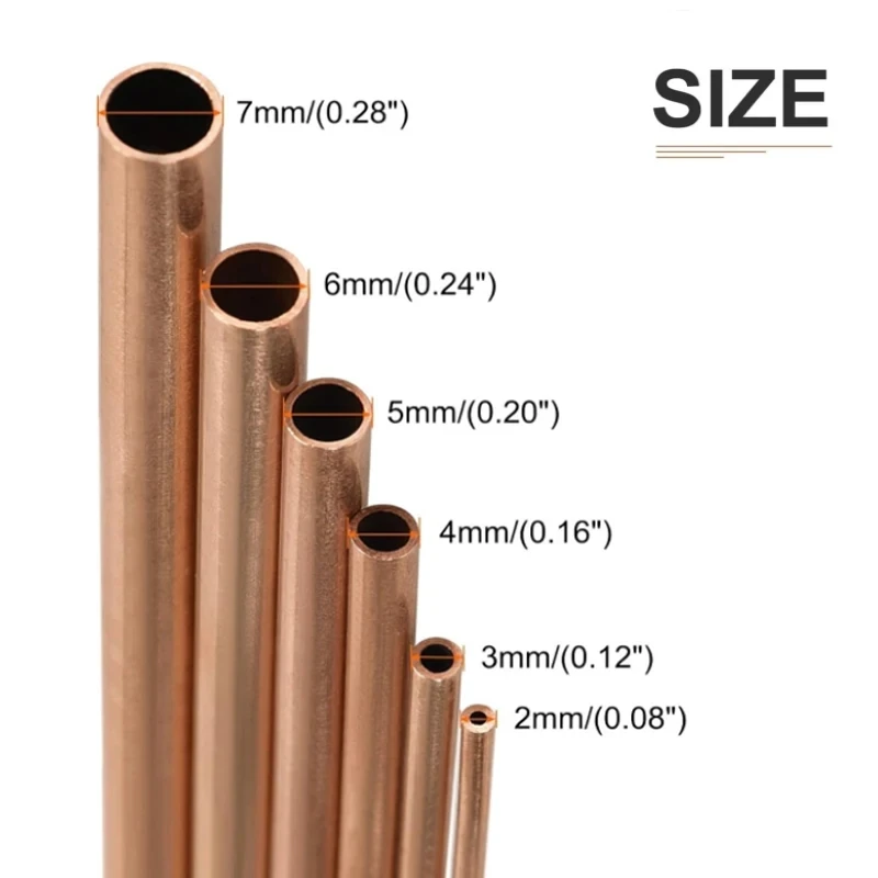 Copper Tube 1pcs Red OD 2~20mm ID 1~18mm Length 100mm~500mm Copper Straight Pipe Metal Tubing