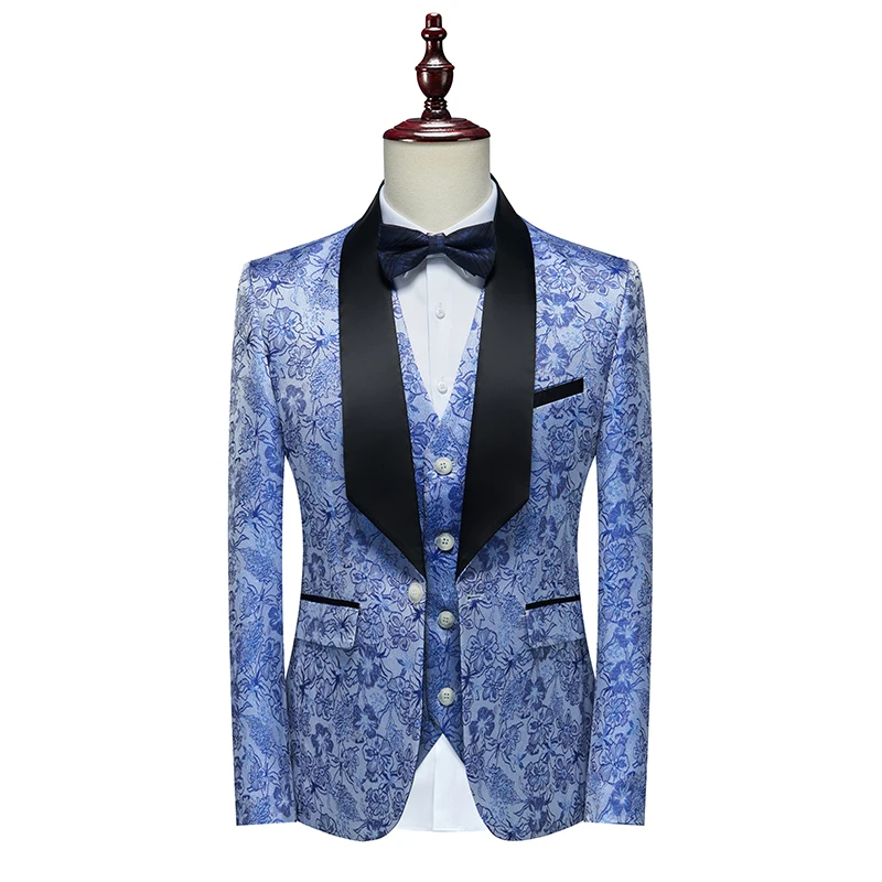 Men's Evening Dress Bridegroom Suit British Wedding Business Casual Fashion Three-piece Set With Vest And Trousers Sizes M-6XL