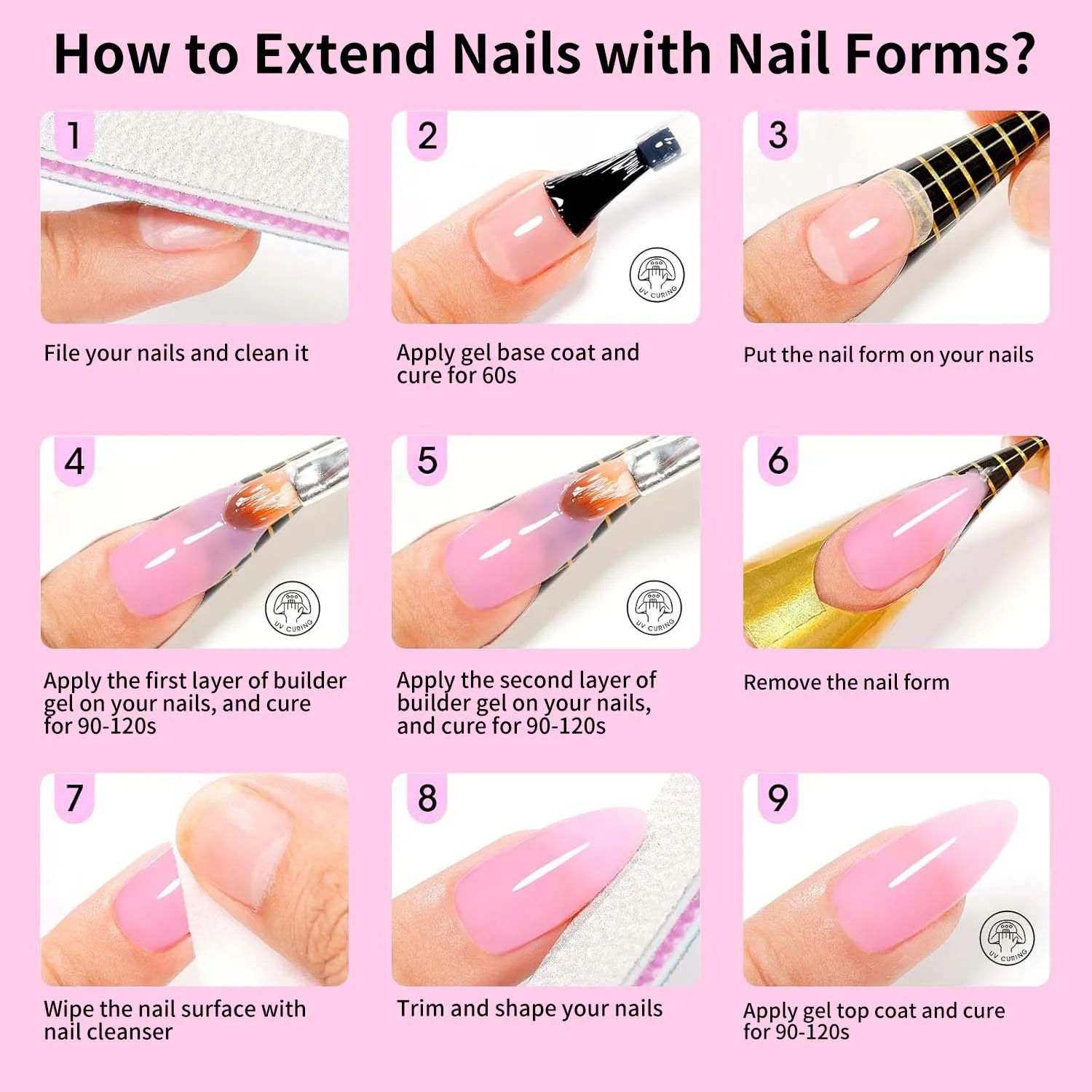 Nail Art Gel Kit - Versatile 7-in-1 Hard Nail Extension & Polygel Set, 4 Vibrant Colors, 15ml Each for Shaping and Thickening