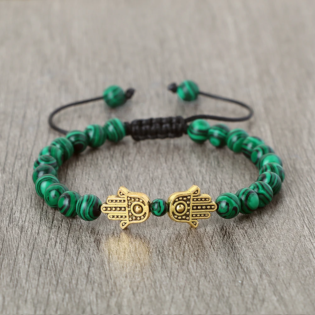 Bracelets en malachite naturelle de 6 mm pour hommes, bracel