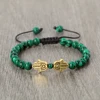Bracelets en malachite naturelle de 6 mm pour hommes, bracelets de poignet faits à la main, réglables, mode, pour femmes, bijoux de guérison énergétique Bouddha, cadeau pour couple