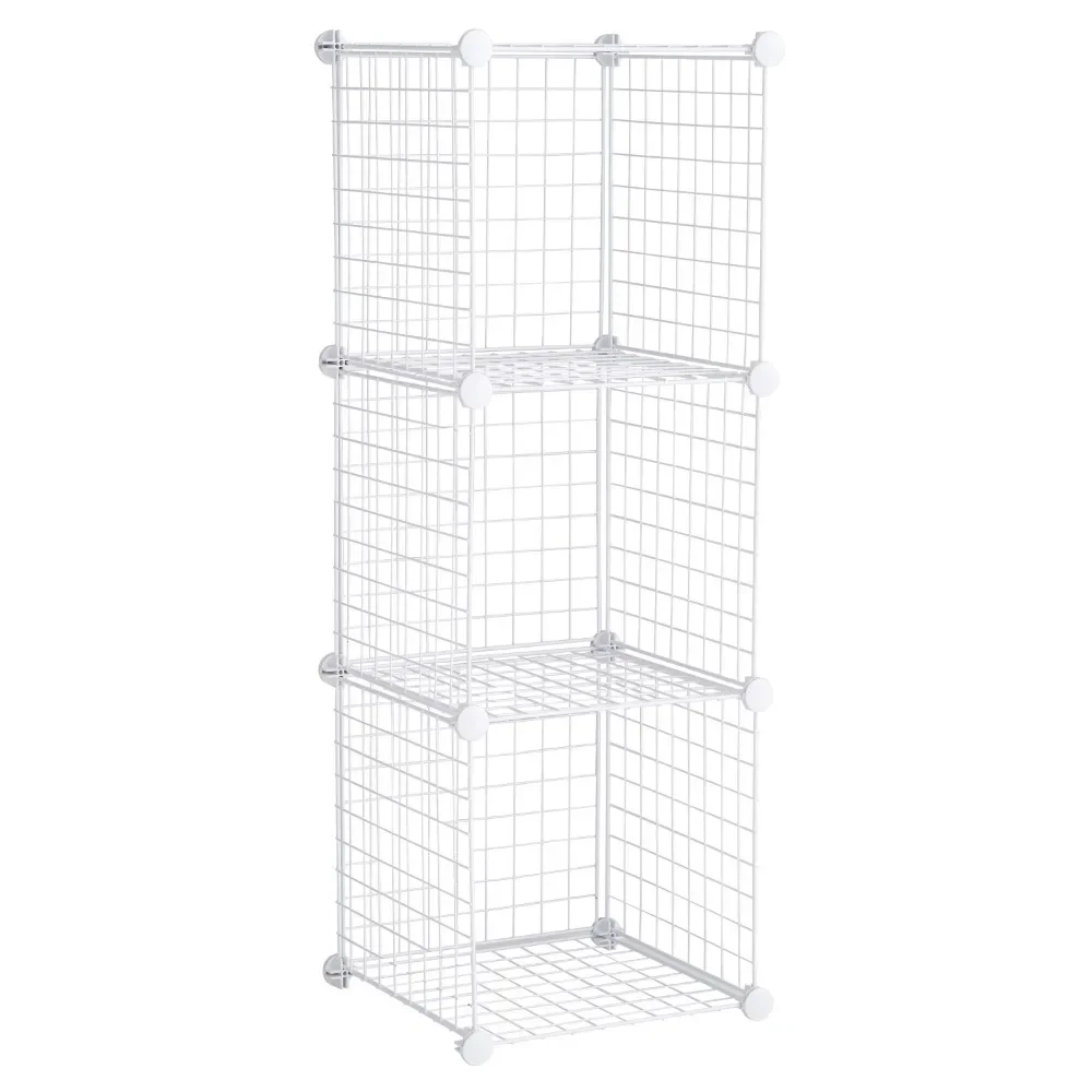 

Rubbermaid 3-Piece Stackable Modular Storage Cube Set, White Great for organizing you bedrooms, dorm rooms closets and more