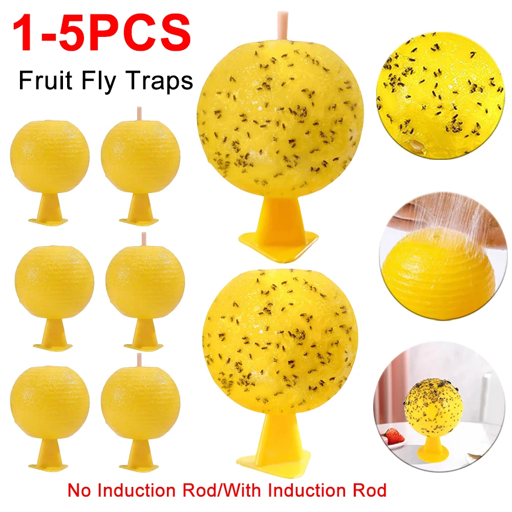 과일 플라이 트랩 및 포수 끈끈한 구, 행잉 체인, 접착 플렉스보드, 시트러스 과일 플라이, 호버플라이, Gnat에 적합, 1-5 개 