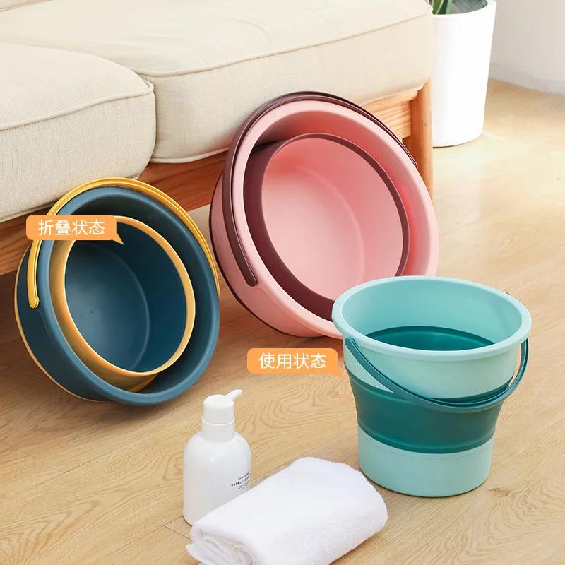 Folding Bucket 5/10L Silicone Bucket for Fishing Promotion Folding Bucket Car Wash Outdoor Fishing Supplies Square Bathroom Kitchen Camp
