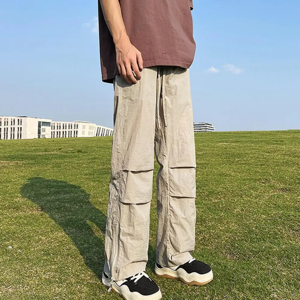 Description Picture 4 of itemSpring Summer Soft Stretch Fabric Men's Casual Pants Thin Slim Grey Trousers Male Hem Elastic Waist  Jogging Sweatpants Trousers