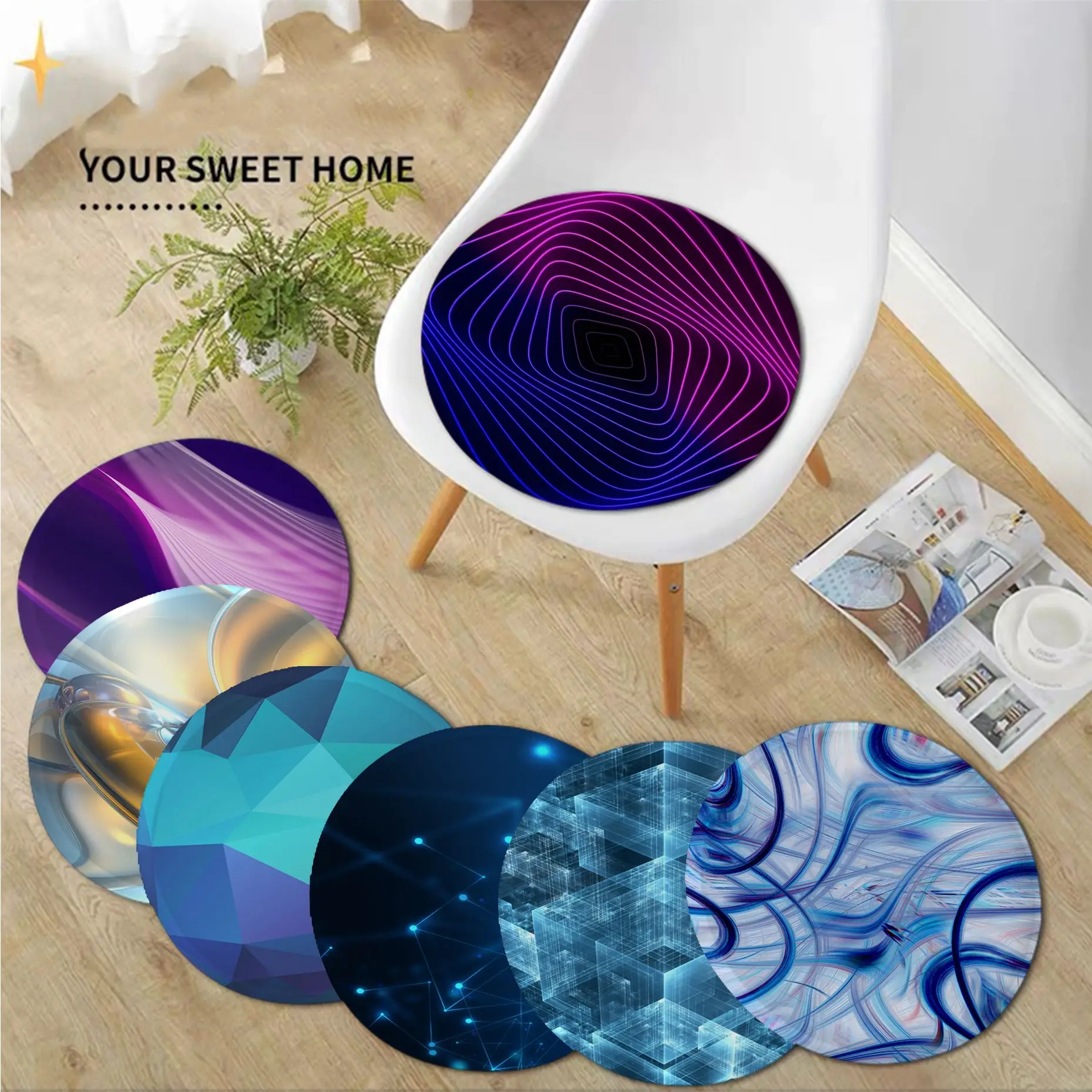 

Abstract Laser Simplicity Multi-Color Chair Mat Soft Pad Seat Cushion For Dining Patio Home Office Indoor Cushions Home Decor
