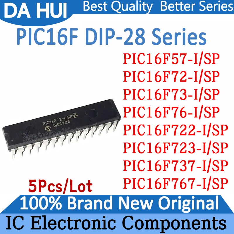 

5Pcs PIC16F57-I/SP PIC16F72-I/SP PIC16F73-I/SP PIC16F76-I/SP PIC16F722-I/SP PIC16F723-I/SP PIC16F737-I/SP PIC16F767-I/SP IC MCU