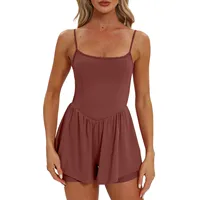 Summer Slimming Fashion Solid Color Sleeveless Spaghetti Straps Shorts Jumpsuit For Women Casual Sports Basic Comfortable Romper - Image 4