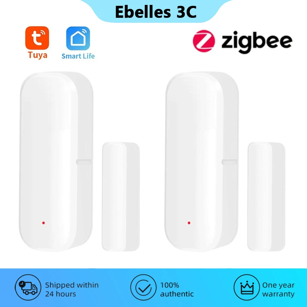 ZigBee 문짝 창 센서 감지기, 투야 스마트 라이프 앱, 홈 보안 보호 경보 시스템, 알렉사 구글 어시스턴트용 음성