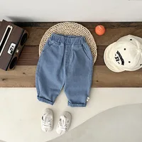 2024 Spring New Baby Loose Denim Trousers Fashion Infant Girls Solid Casual Pants Toddler Boys Versatile Jeans Toddler Clothes 6