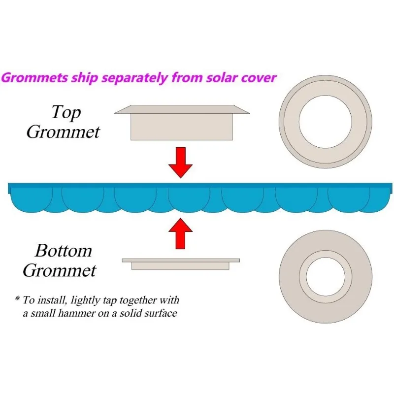 Sun2Solar Blue 33-Foot Round Solar Cover Heat Retaining Blanket 1200 Series with 6-Pack of Heavy-Duty Grommets Bundle
