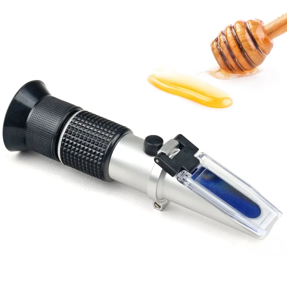 

3 in 1 Honey Refractometer Brix/Baume/Water 58-90%/12-27%/38-43 Be' Tri-Scale Meter for Test Sugar Content with ATC