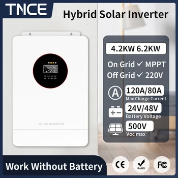 TNCE 4.2/6.2KW Hybrid Solar Inverters 24V/48V MPPT Pure Sine wash 80A/120A Solar Charger Power Home Inversor With WIFI