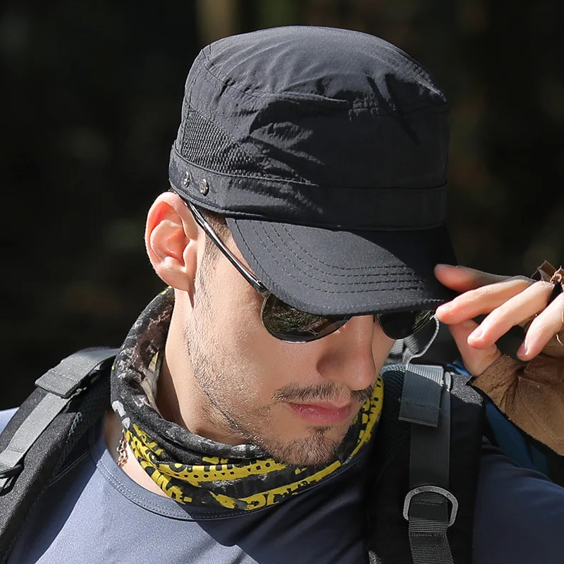Military Cap Men's Outdoor Sports Peaked Hats Summer Adjustable Solid Color Trucker Hat Spring Sun Protection Sun Caps Gorras baseball cap,solid color cap