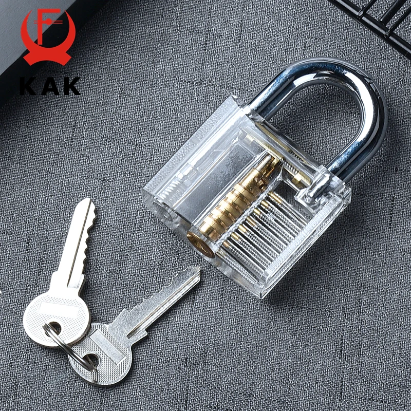 KAK 투명 연습 자물쇠 키 80x50mm DIY 보이는 잠금 선택 도구 장면 전환 연습 자물쇠 훈련 자물쇠 도구