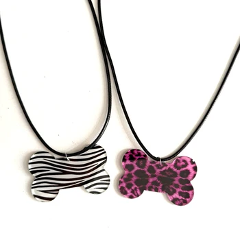 Y2K Jewelry Zebra Print Bone Pendant Necklace for Women Cute Harajuku Punk Fashion Leopard Print Necklace Accessorie Goth Grunge 1