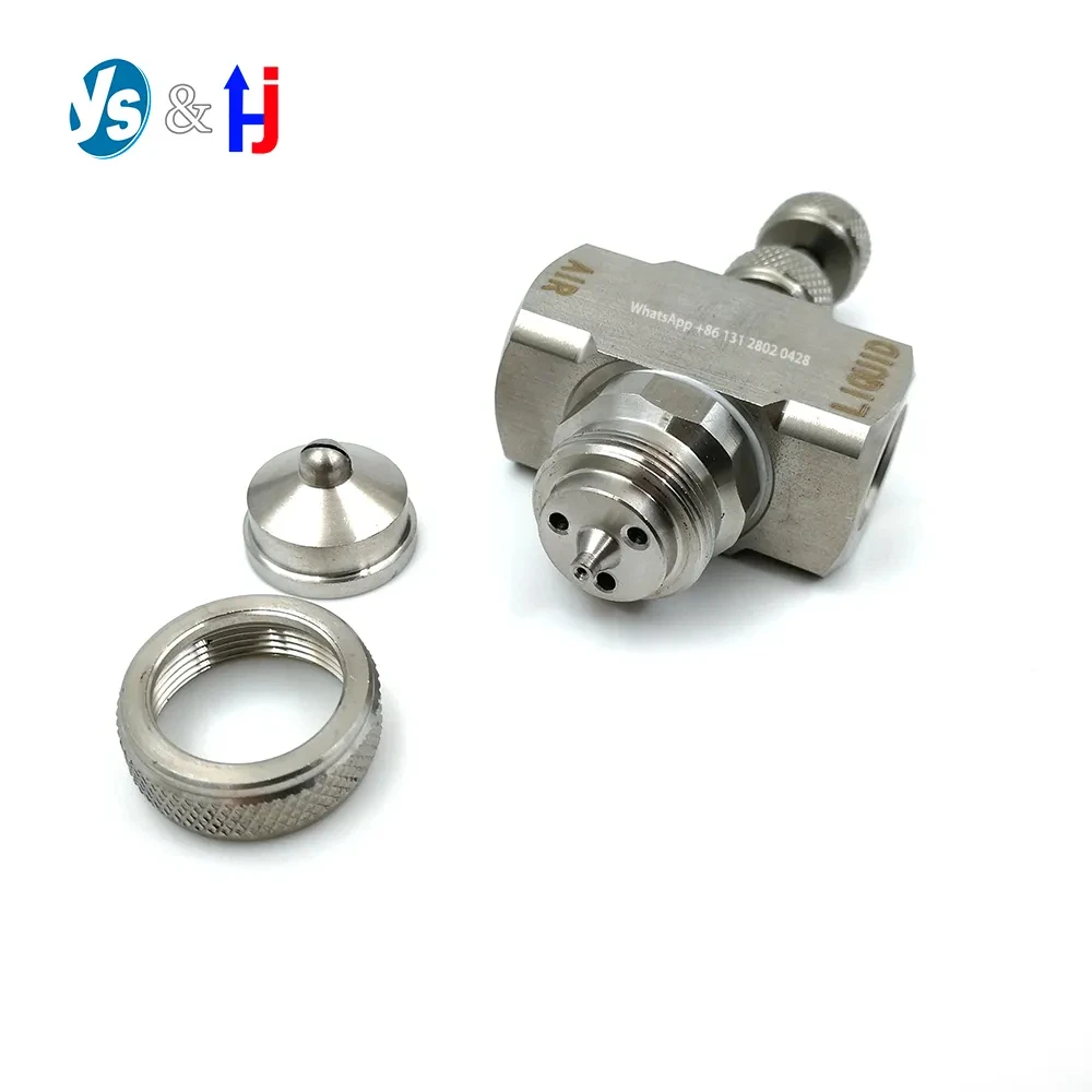 JN-Air Atomizing Nozzle, Adjustable Spray Atomization, Humidifying Jet, Two-fluid Gas-water Mixing Sprinkler, Stainless Steel