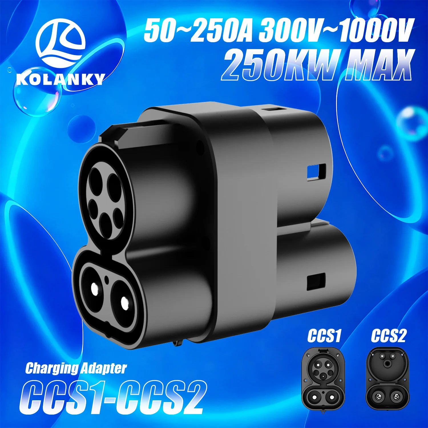 250A CCS1 To CCS2 EV Charging Adapter Fast Charging CCS1 On Public Station For Electric Vehicle Cars