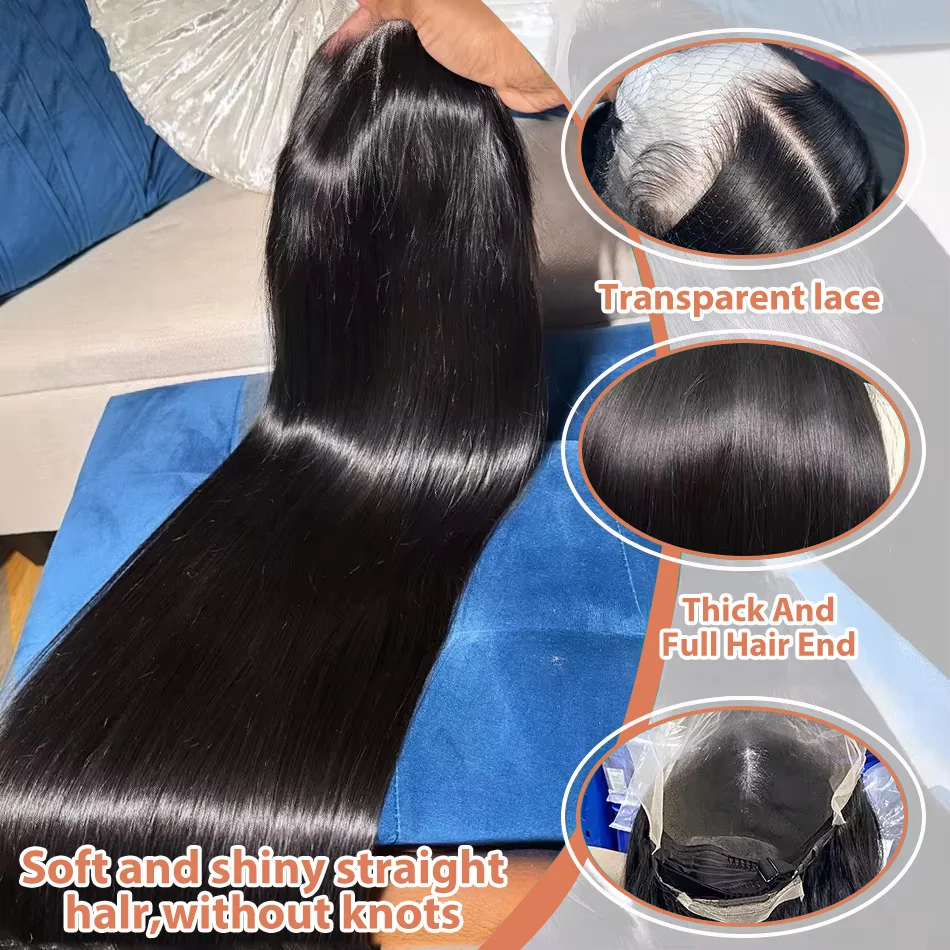 250 300 Density 13x4 13x6 Bone Straight HD Transparent Lace Front Human Hair Wig 30 40 Inch Pre Plucked Lace Frontal Wigs 3