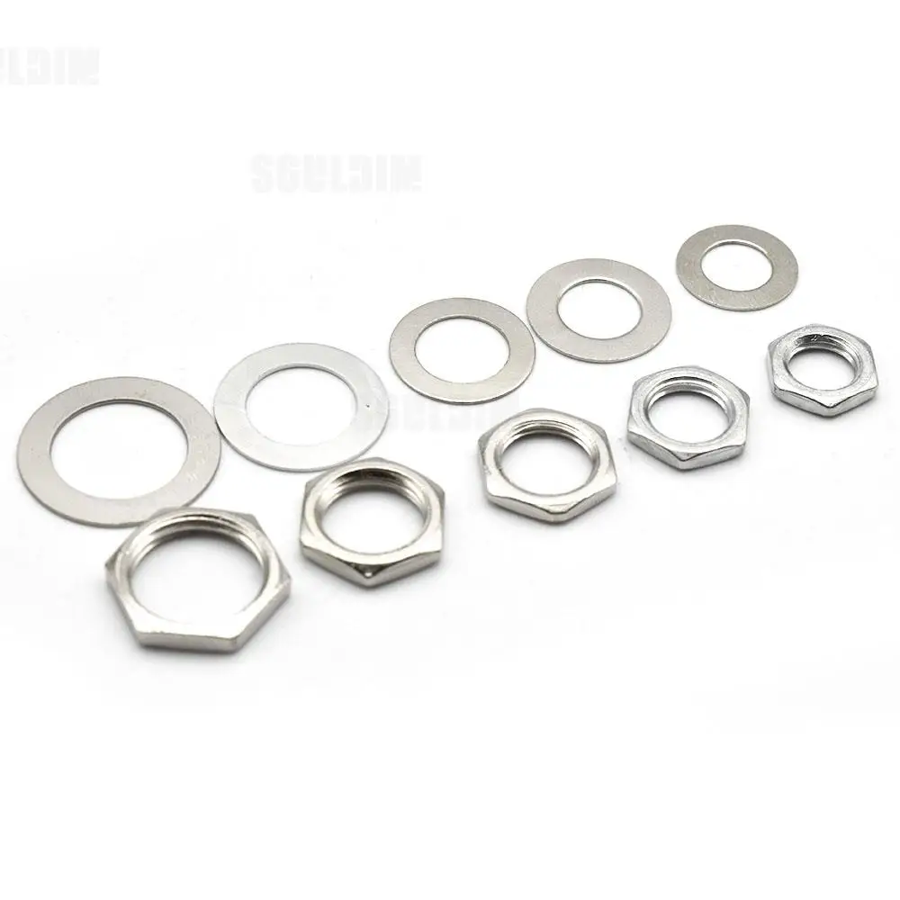 10 세트 M7/M8/M9/M10/M12 기타 전위차계 용 너트 및 와셔 톤 및 볼륨 포트 기타 부품 용 너트/와셔 세트