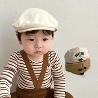 Solid Color Letter Baby Beret Hat Korean Embroidered Adjustable Newsboy Cap for Boy Girl Spring Summer Kids Snapback Casquette 1