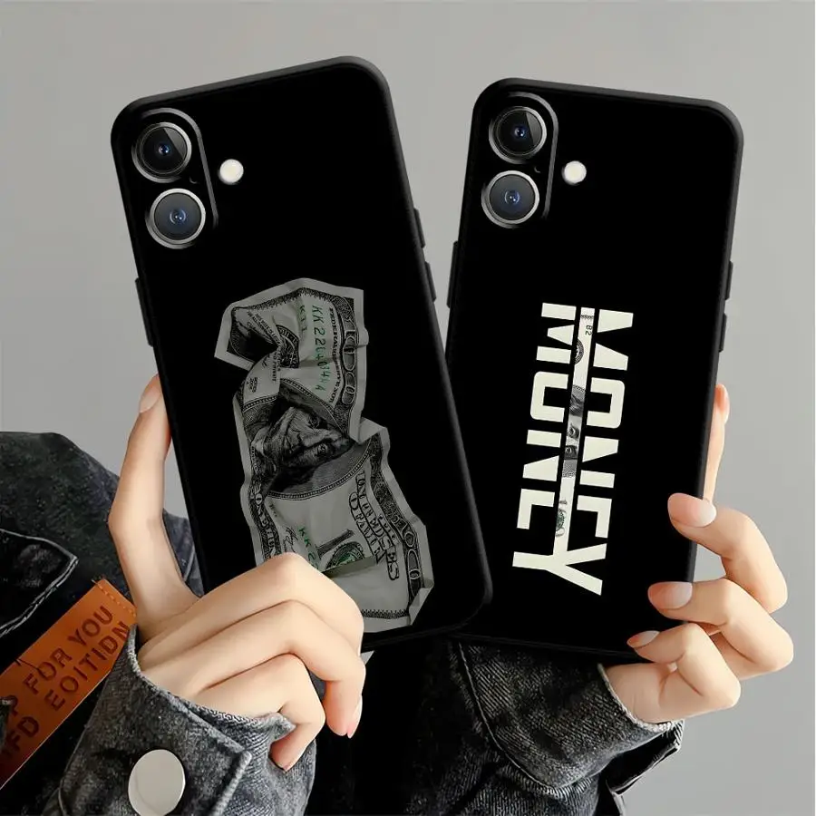 Luxurious Black Soft Phone Cover with Dollar Money Design