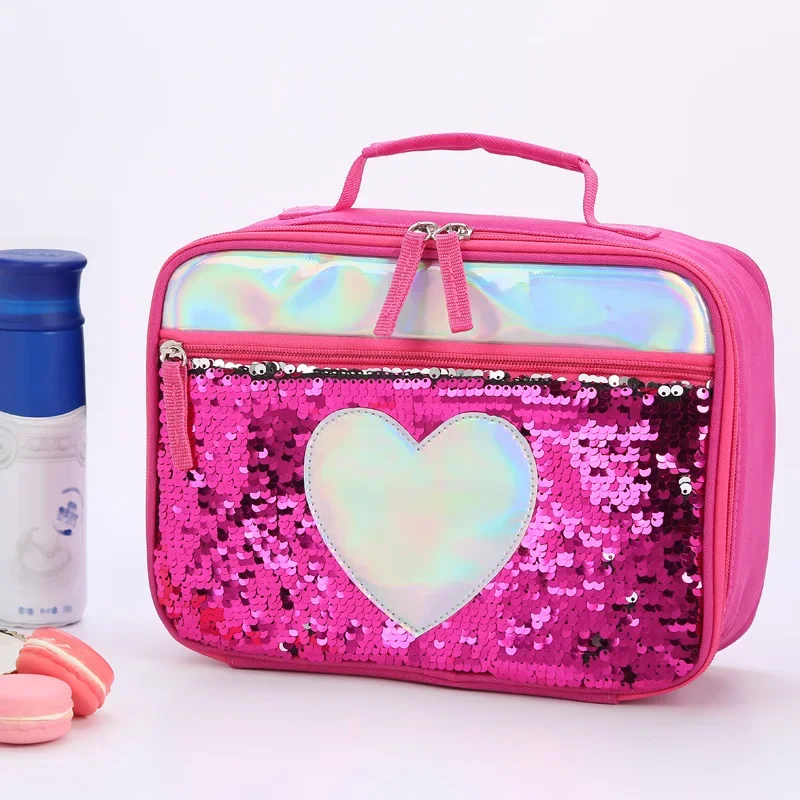 New Sequin Thermal Bag Children's Handheld Lunch Bag, Sequin Lunch Bag, Aluminum Foil Thermal Bag, Fresh Student Supplies 3