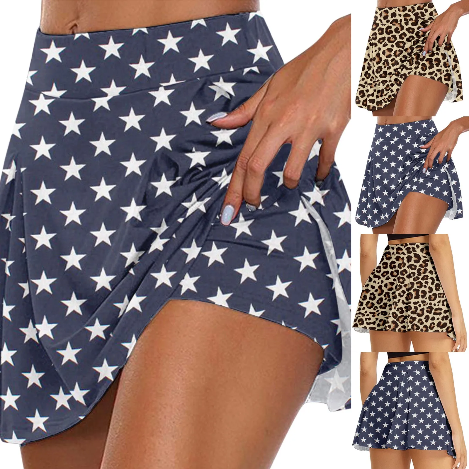 

Women'S Sport Tennis Skorts Leopard Print Outdoor Yoga Short Skirt High Elastic Gym Workout Short Yoga Fitness Sports Shorts