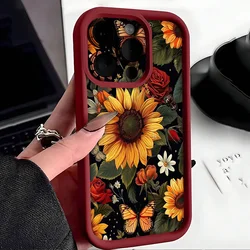 Rose and Sunflower Pattern Protective Soft TPU Phone Case Cover - iPhone 12 Pro (1)