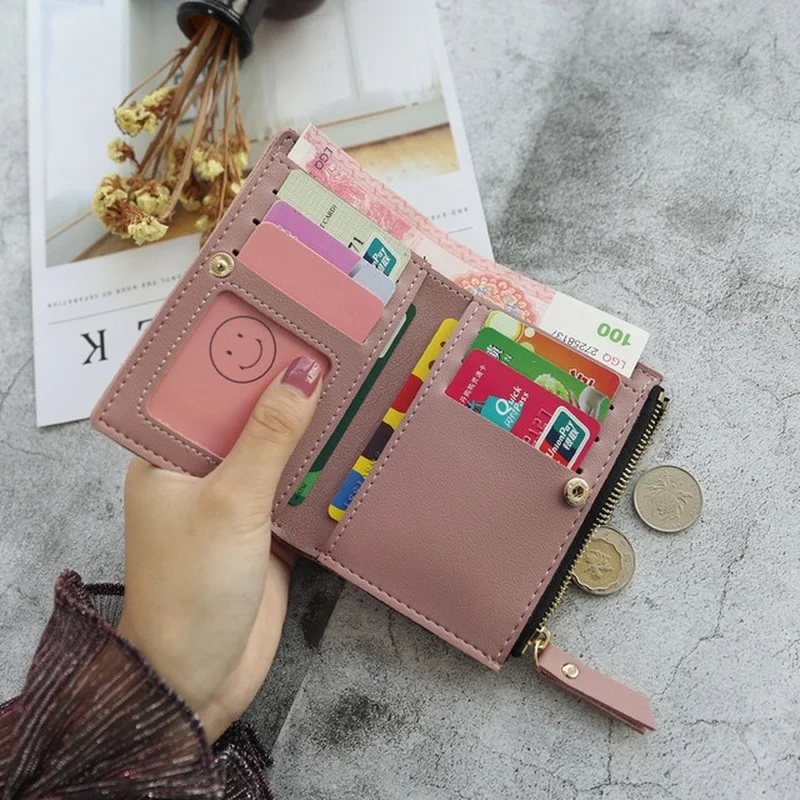 Women Wallet Print Flower Short Wallet Zipper Mini Coin Purse Ladies Small Leather Card Holder