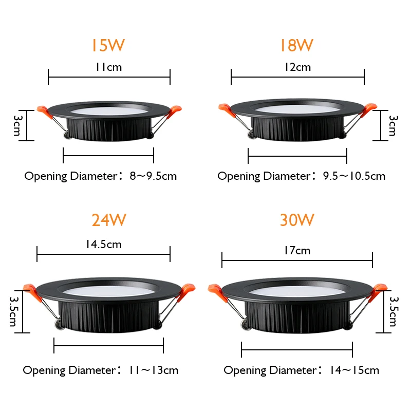 Tanie LED Recessed Downlight 18w 15w 110V 200-240V Ceiling Lamp 12W sklep
