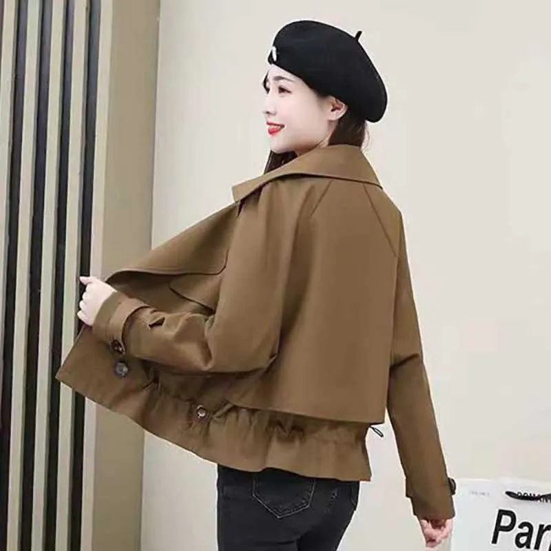 Fashion Lapel Button Solid Color Spliced Shirring Coats Women's Clothing 2023 Winter Loose All-match Tops Casual Jackets